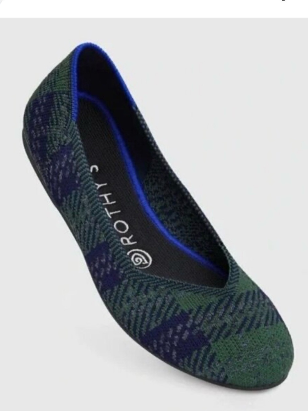 Rothy's The Flat Plaid Flats in Green & Blue